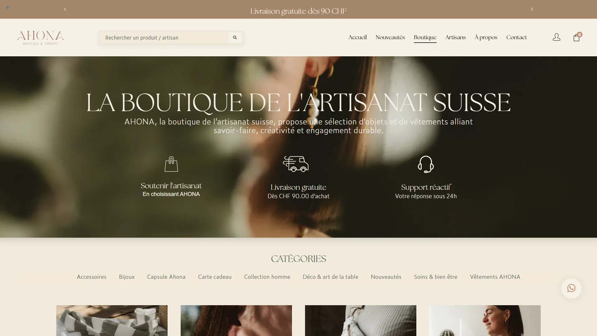 L'entrée de la boutique et ses neuf familles.