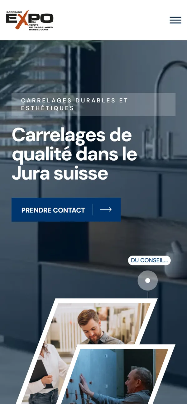 Le site sur téléphone, showroom compris.