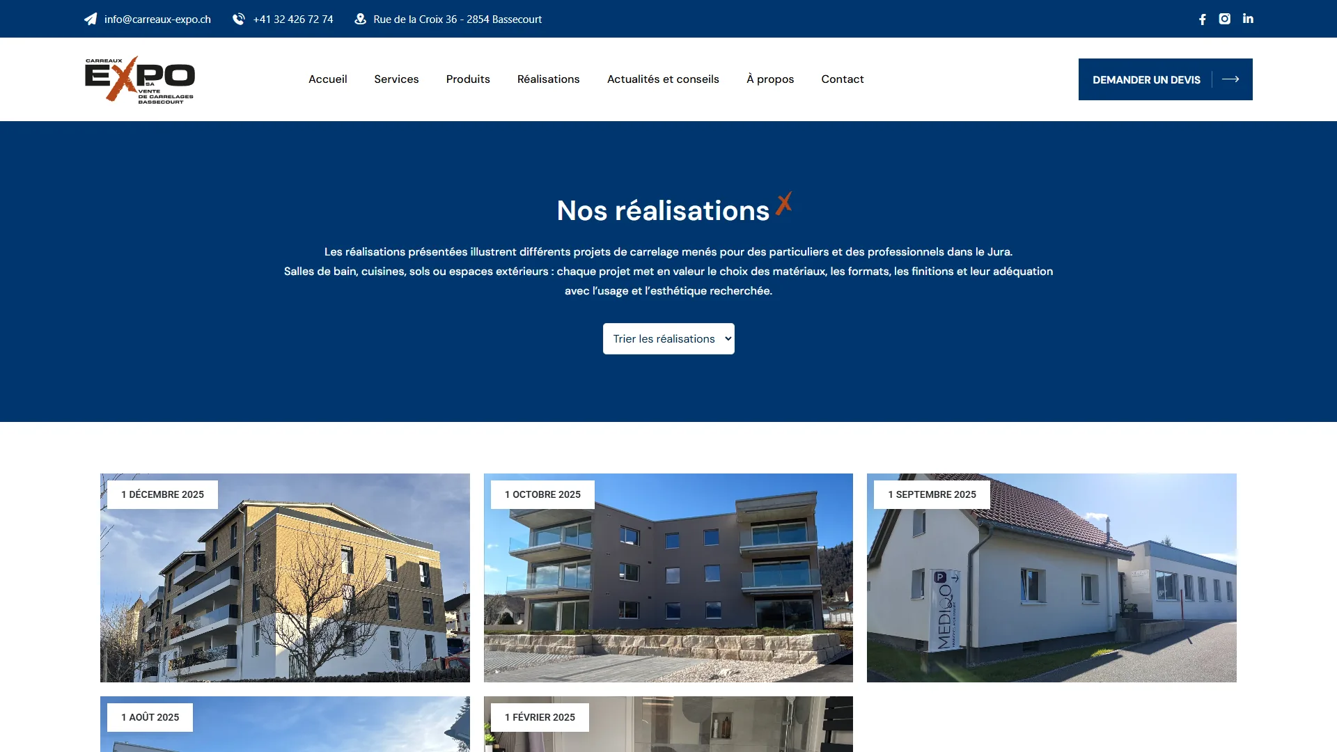 Cinq chantiers, datés et photographiés, du particulier au bâtiment collectif.