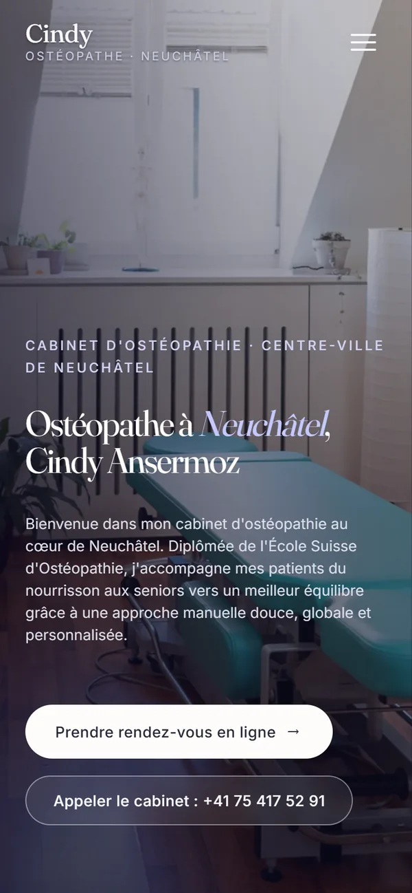 L'accueil du cabinet, sur téléphone.