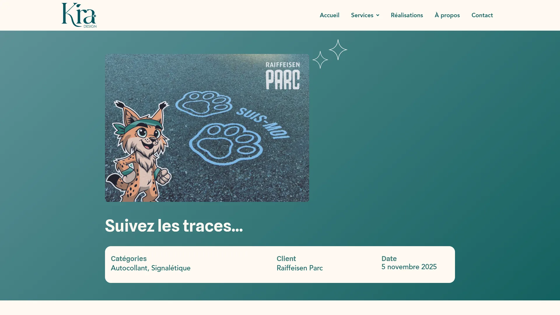 Les traces de pattes qui guident vers le Raiffeisen Parc.