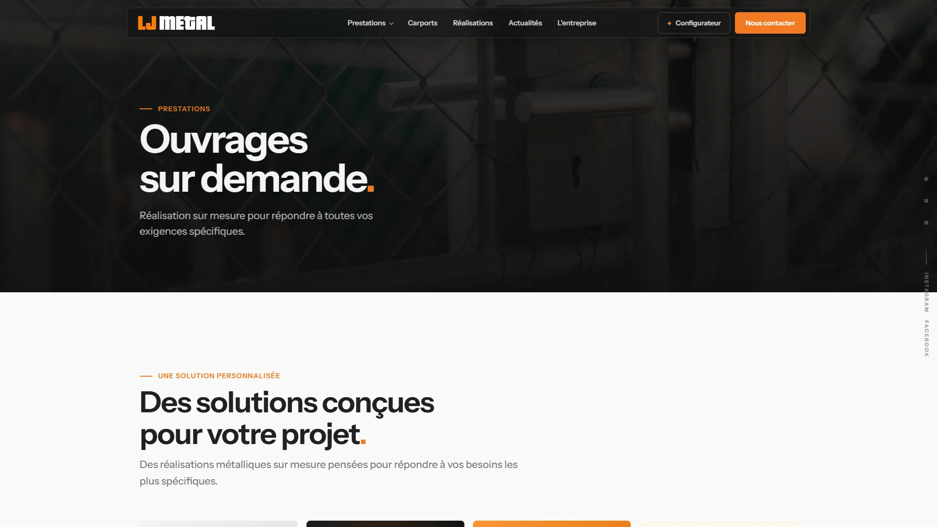Chaque prestation ouvre sur une page immersive.