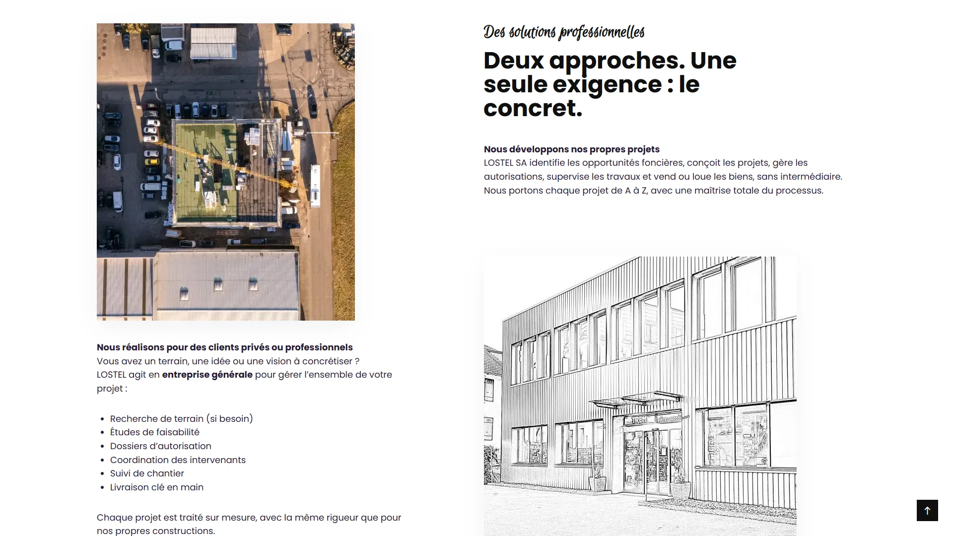 Deux façons de travailler avec LOSTEL : projets propres et entreprise générale.