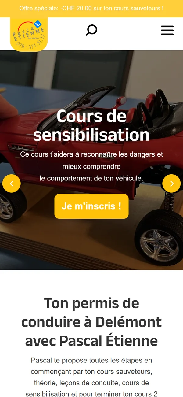 Le cours du moment, en pleine page sur le téléphone.
