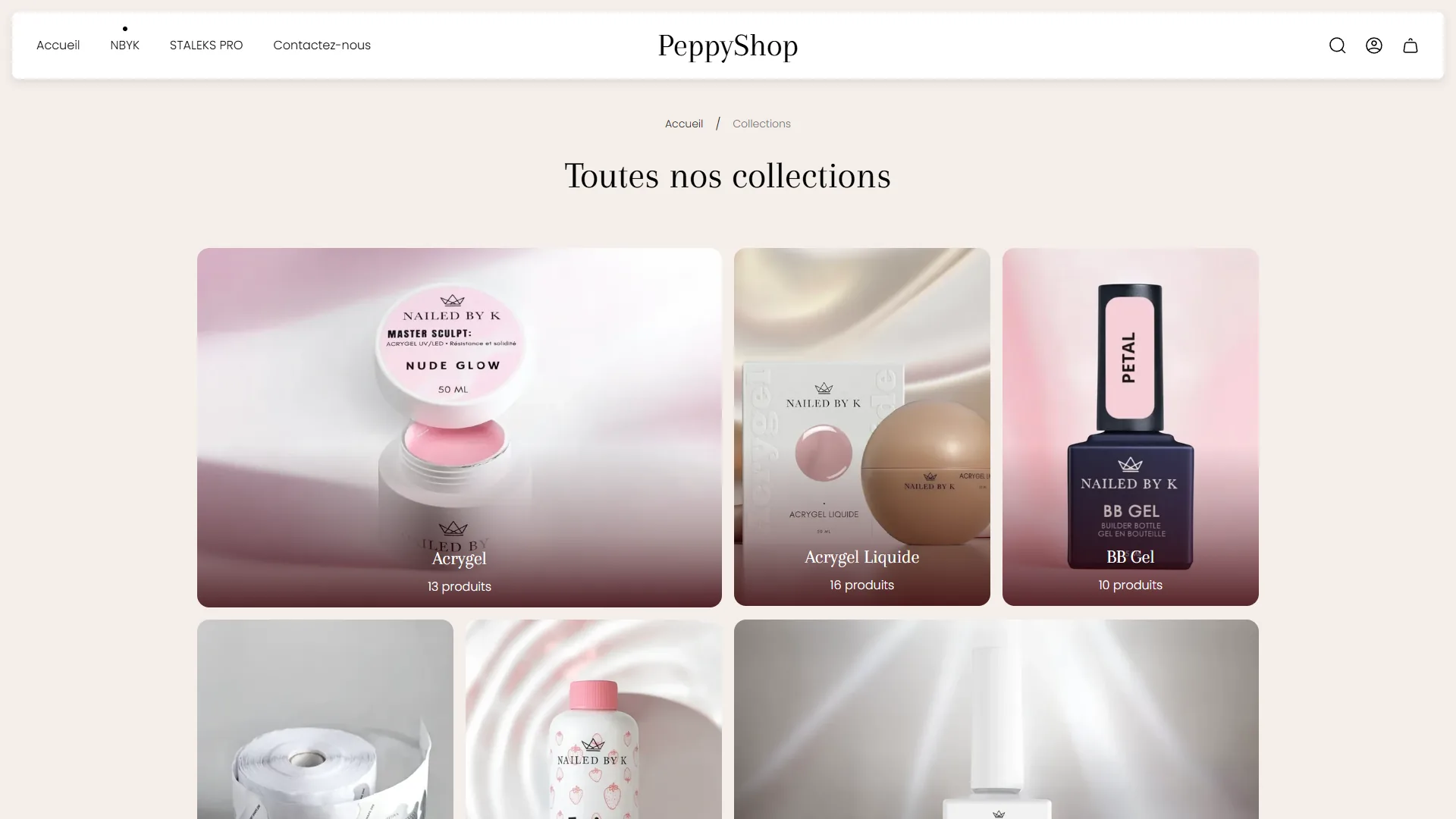 Dix-huit collections, une porte d'entrée par famille de produits.