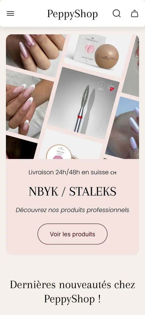 Le catalogue Nailed By K et Staleks, sur téléphone.