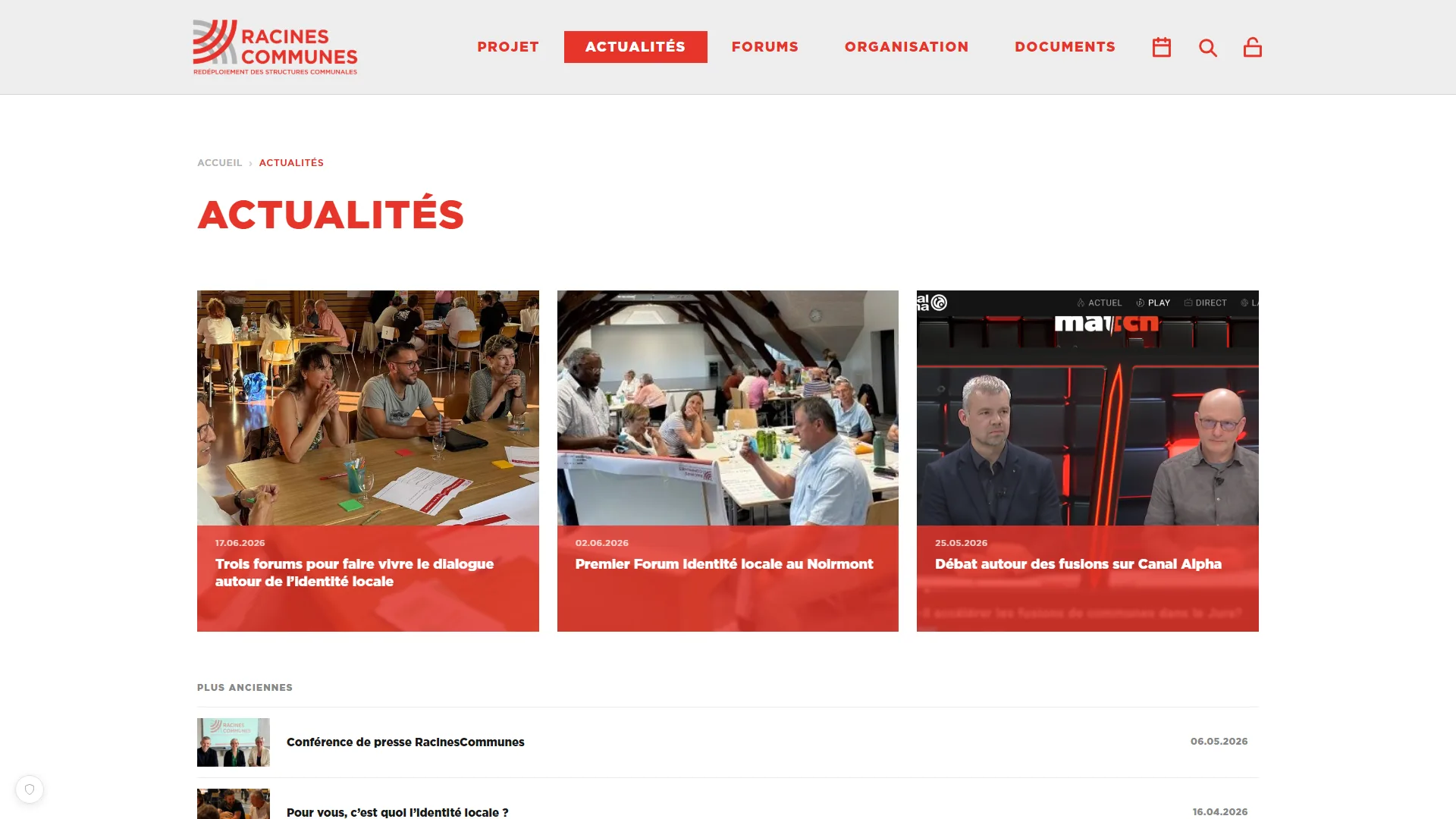 Les actualités, forums citoyens et passages médias.