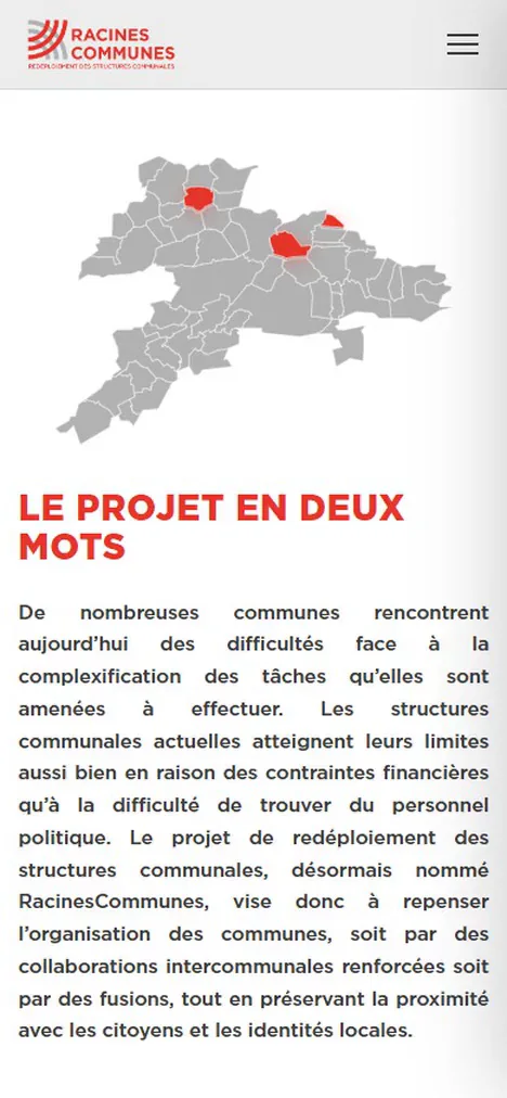 La carte du canton sur téléphone : les communes concernées s'allument, une pression ouvre leur fiche.