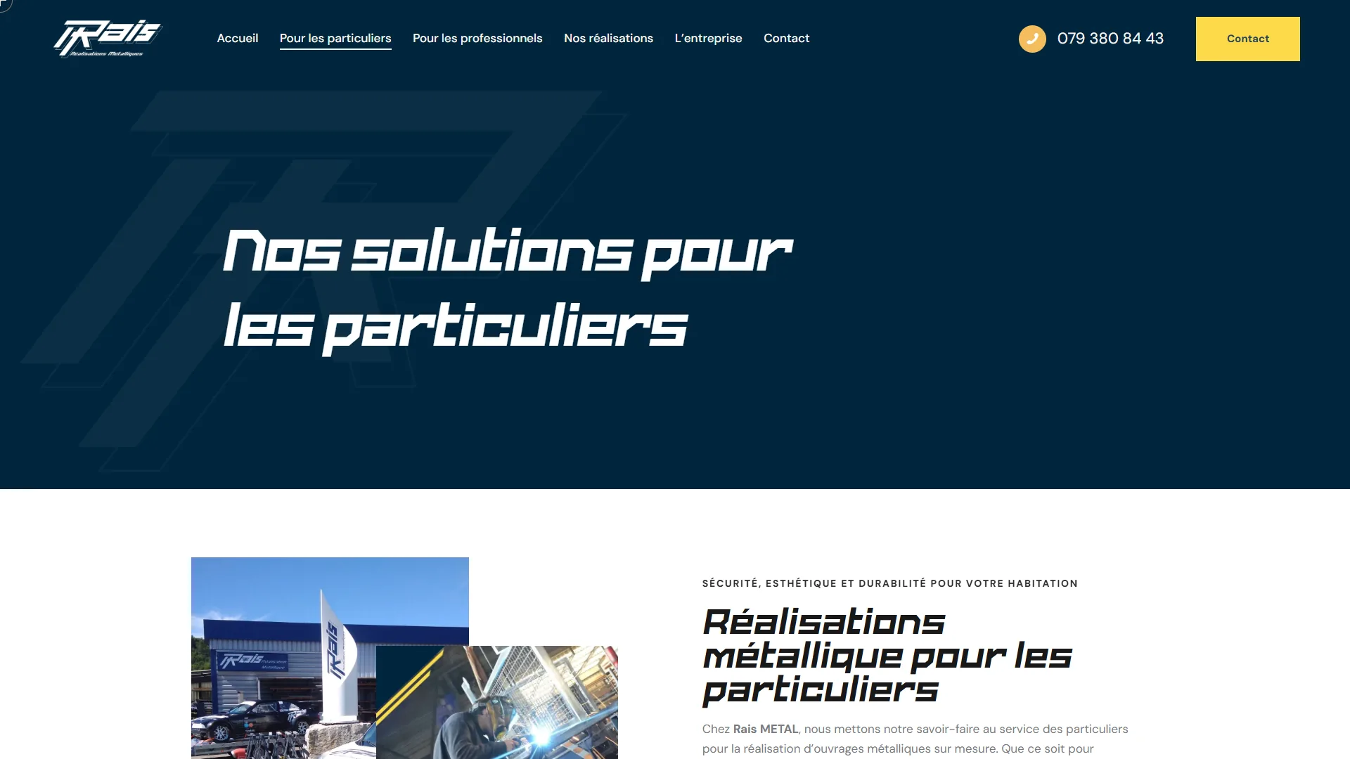La page Particuliers : sécurité, esthétique et durabilité pour l’habitation.