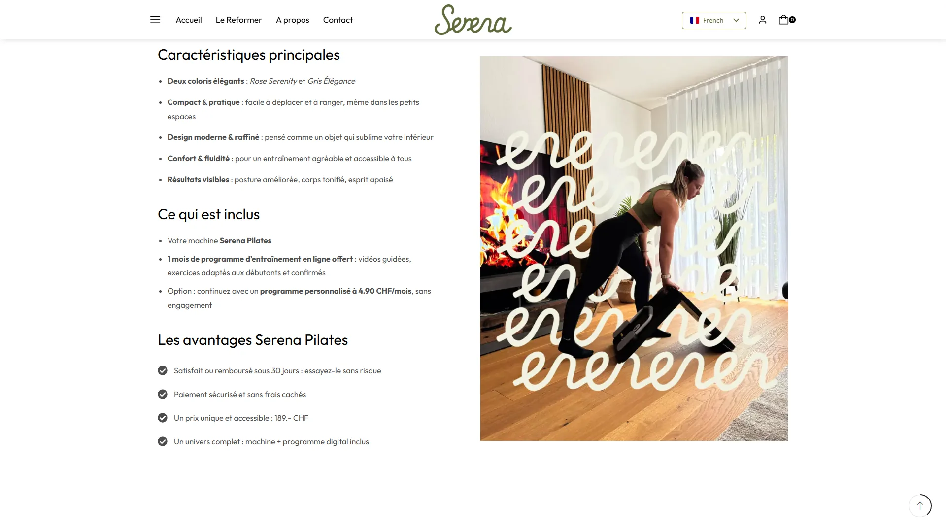 Les caractéristiques, le contenu du colis et le programme inclus.